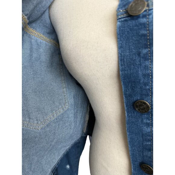 Boom Boom Jeans FAITH Denim Shirt Hi Lo Jean Shacket Custom Painted Size 1X - Picture 7 of 10